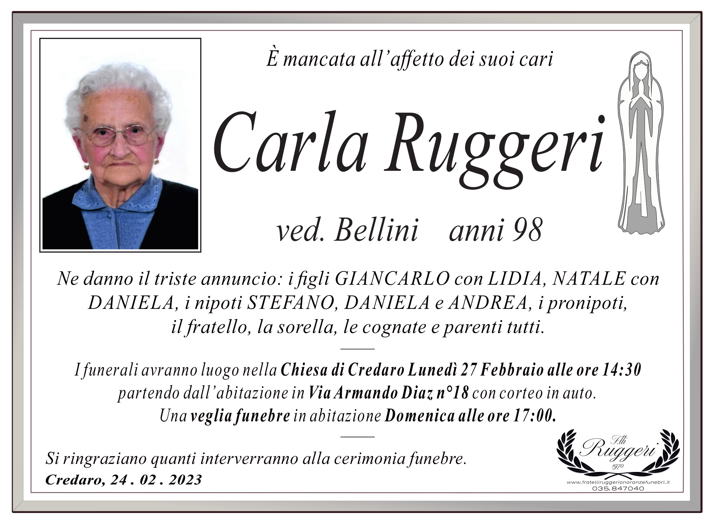 Carla Ruggeri - Condoglianze Online F.lli Ruggeri
